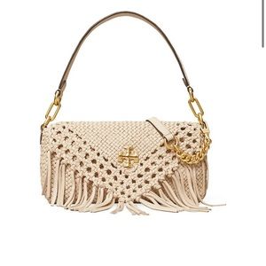 ** NWT ** Small Kira Fringe Woven Leather Handbag